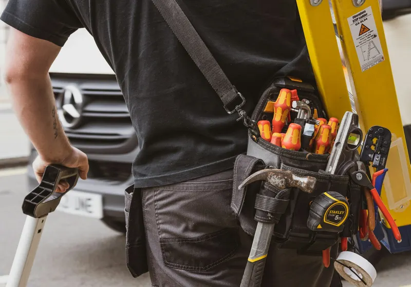 HVAC technician with tools